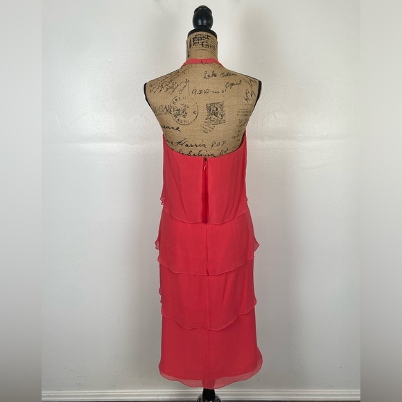 Daymore Couture Silk Layered Midi Dress Sz 10 Pink Halter Neck Rhinestone Fairy - Picture 4 of 9
